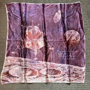 Vintage Moon Landing Scarf- 1960s Made in Japan